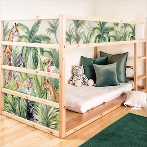 IKEA KURA Safari Dschungel Tiere Bett Aufkleber Kura Bett wiederablösbar Aufkleber Etagenbett Kinderzimmer Aufkleber Folie Abziehbild
