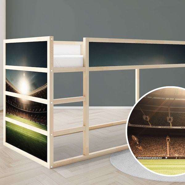 IKEA KURA Bett Aufkleber Kura Bett wiederablösbar Aufkleber Etagenbett Kinderzimmer Aufkleber Folie Abziehbild Fussball Stadion Tor Rasen