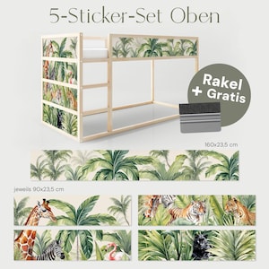 IKEA KURA Safari Jungle Animals Bed Sticker Kura Bed Removable Sticker Bunk Bed Children's Room Sticker Foil Decal 5-Sticker-Set Oben