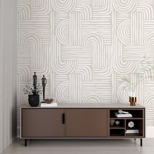 Tapete Abstrakte Bögen Boho Formen Beige Fototapete Wandtapete Modern Art Deco Geometrisch Muster 1143 Bild 5