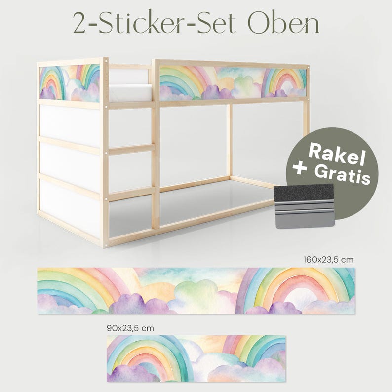 IKEA KURA Bed Sticker Girl Rainbow Clouds Removable Children's Room ...