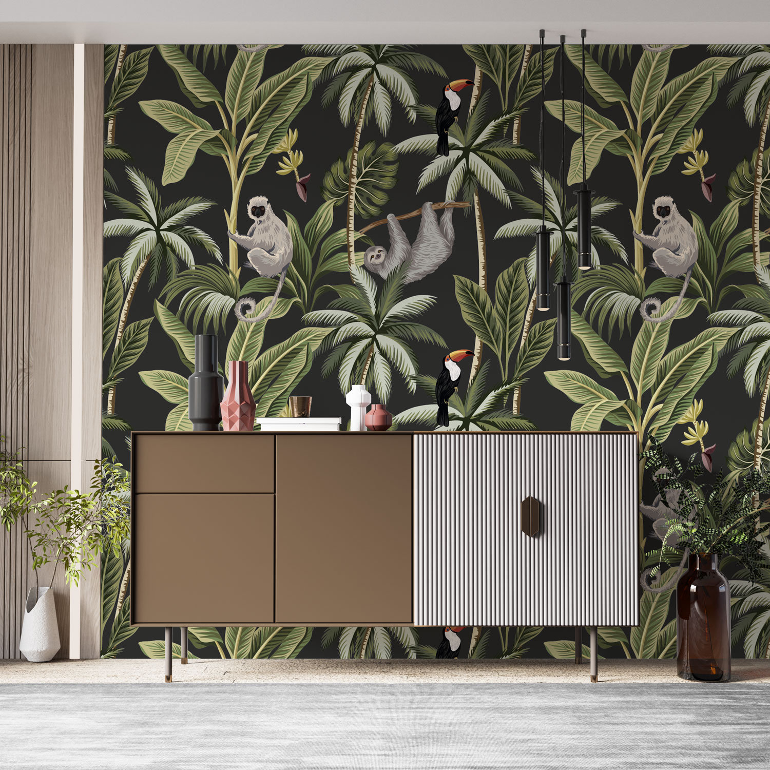 NEWROOM Papel Pintado Verde Selva Tejido No Tejido - Tropical