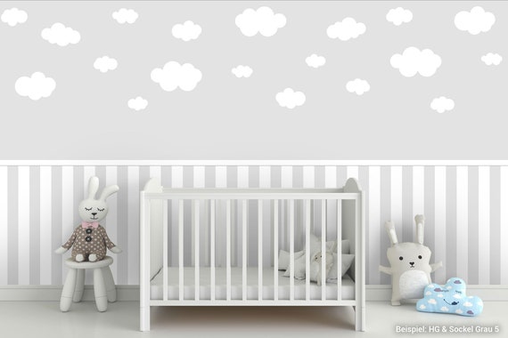 Tapete Sockel Wolken Fototapete Kinderzimmer Baby Wolken Sockel Wunschfarbe Einfarbig Glattvlies grau hell Wanddeko 1013