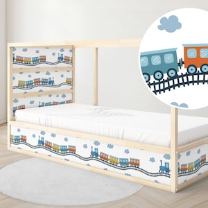 IKEA KURA bed sticker Kura bed removable sticker bunk bed children's room sticker film decal colorful trains rails wagon