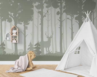 Tapete Grün Wald Birkenwald Fototapete Kinderzimmer Wald Bäume Natur Babyzimmer Wunschfarbe Motivtapete