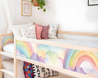 IKEA KURA bed sticker girl rainbow clouds removable children's room sticker foil decal pastel sky watercolor painting