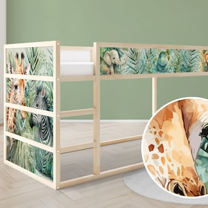 IKEA KURA bed sticker Kura bed removable sticker bunk bed children's room sticker foil decal jungle plants animals