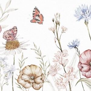 Papier peint papillon jardin fleurs prairie abeille pastel papier peint photo chambre d'enfant fleurs nature chambre de bébé motif papier peint 1138 image 6