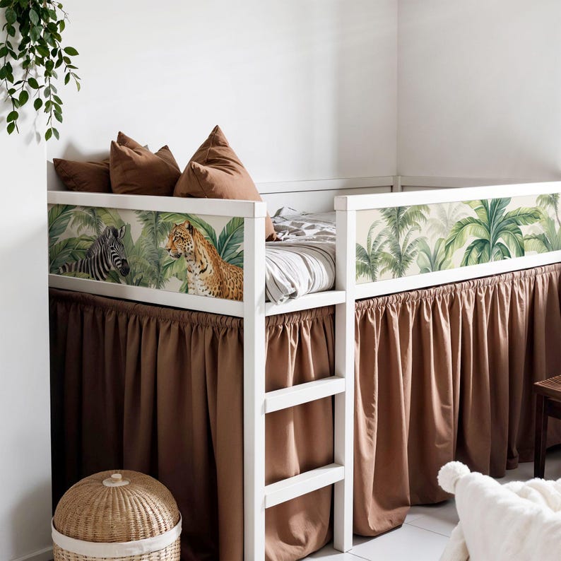 IKEA KURA Safari Dschungel Tiere Bett Aufkleber Kura Bett wiederablösbar Aufkleber Etagenbett Kinderzimmer Aufkleber Folie Abziehbild
