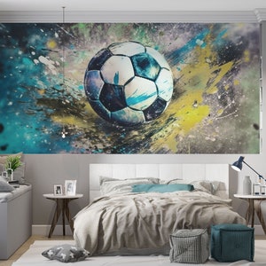 Carta da parati Calcio Acquerello Splash - carta da parati fotografica, camera dei bambini, ragazzo, stadio, natura, acquerello, carta da parati a motivi, carta da parati per bambini, carta da parati per ragazzi 1159