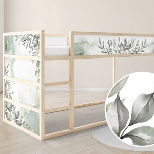 IKEA KURA bed sticker removable sticker children's room sticker foil decal eucalyptus plants green watercolor painting sage