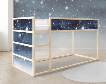 IKEA KURA bed sticker Kura bed removable sticker children's room sticker foil decal stars night sky watercolor painting