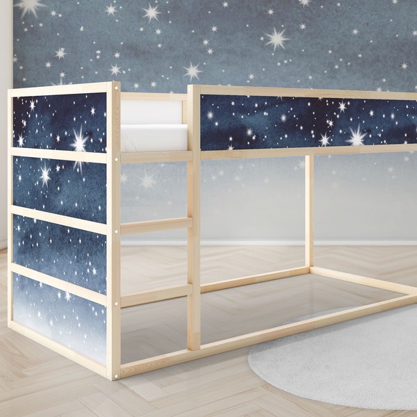 IKEA KURA lit autocollant Kura lit amovible autocollant chambre d’enfant autocollant feuille décalcomanie étoiles ciel nocturne aquarelle peinture