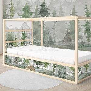 IKEA KURA bed sticker Kura bed removable sticker bunk bed children's room sticker foil decal forest fir nature trees