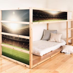 Adesivo per letto IKEA KURA, adesivo rimovibile per letto Kura, adesivo per letto a castello, adesivo per cameretta, decalcomania in lamina, stadio di calcio, porta, prato