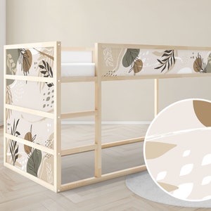 IKEA KURA bed sticker removable sticker bunk bed children's room sticker foil decal boho brown shapes plants beige