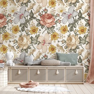 Tapete Vintage Flowers Fototapete Kinderzimmer Blumen Natur Babyzimmer Motivtapete Muster 1052 Bild 3