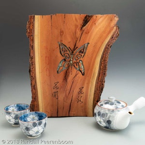 Butterfly Wood Sculpture, Zen Wood Art Sculpture, Wood Carving, Carved Inlaid Butterfly, Unique Fine Wood Art Wood Collectible Home Decor image 7