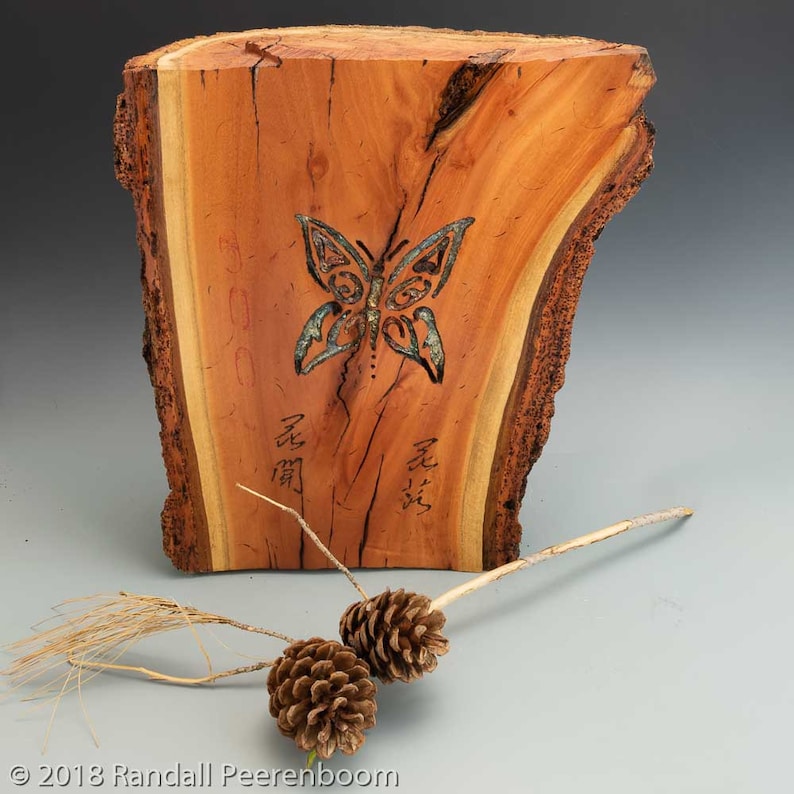 Butterfly Wood Sculpture, Zen Wood Art Sculpture, Wood Carving, Carved Inlaid Butterfly, Unique Fine Wood Art Wood Collectible Home Decor image 5