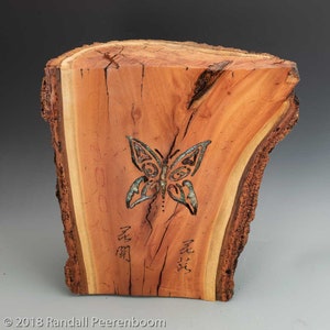 Butterfly Wood Sculpture, Zen Wood Art Sculpture, Wood Carving, Carved Inlaid Butterfly, Unique Fine Wood Art Wood Collectible Home Decor image 4