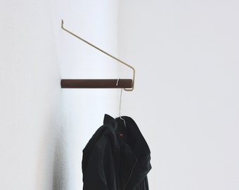 anaan Coordinate Design Clothes Rail Wall Coat Hooks Rack Hanging Wall Mounted Coat Hanger Wood Brass Wall Decor 22 cm