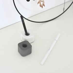 anaan Geometrischer Zahnbürstenhalter Zahnbürstenständer Stiftehalter Stifteständer Beton Design Deko Badaccessoires 2er Set