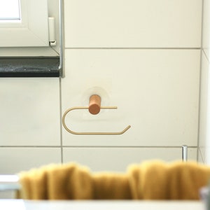 anaan Loft Toilet Roll Holder wooden Towel holder Toilet Paper Holder Wall Mounted or Self Adhesive with suction cup Hand Towel Ring image 5