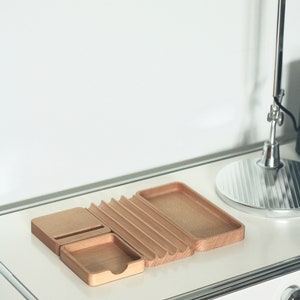 anaan Puzzle Desk Organiser wooden Pen Holder Office Supplies Stationary tray storage for pencil sticky paper clips home office Set of 4