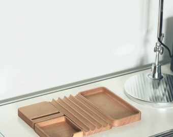 anaan Puzzle Table Organizer Desk Organizer Wooden Pen Holder Table Storage Desk Set Pen Holder Office 4-Piece Set