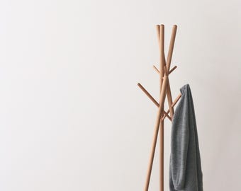 anaan '9' Design Coat Rack Stand Wood Clothes Stand Free Standing Tree with 9 hanging hooks Modern Stable 174cm tall
