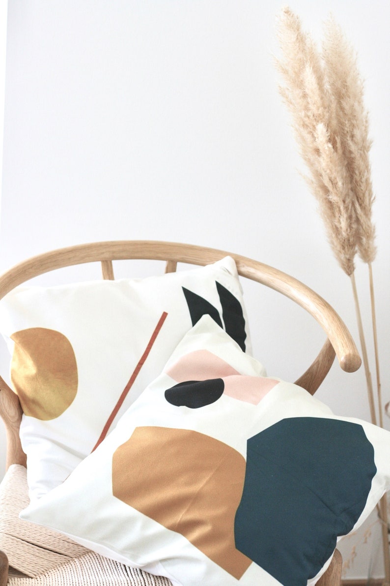 Anaan Housse de coussin Tofu 45 x 45 cm Coussin décoratif double face en velours Coussin décoratif pour canapé Design Deppelpack Motif scandinave image 1