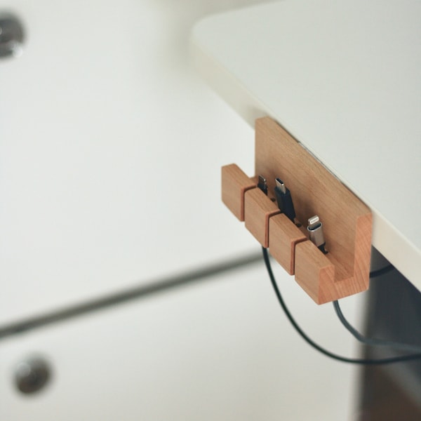 anaan Cubic Cable Holder Clips self adhesive Wood Cable wire Organiser Cable Cord Cable Management System Desk Office Set of 2 Design