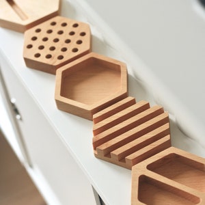 anaan Hive Tischorganizer Schreibtisch Organizer Holz Stifthalter Tisch Aufbewahrung Schreibtischset Stiftköcher Büro Arbeitszimmer 5er Set