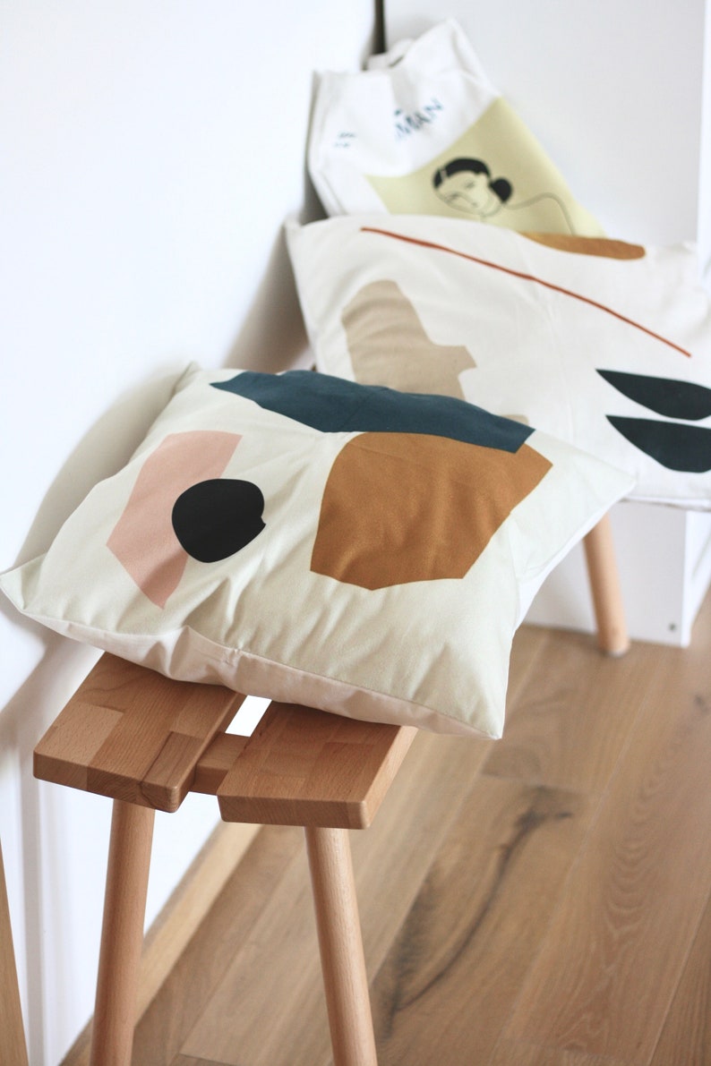 Anaan Housse de coussin Tofu 45 x 45 cm Coussin décoratif double face en velours Coussin décoratif pour canapé Design Deppelpack Motif scandinave image 3