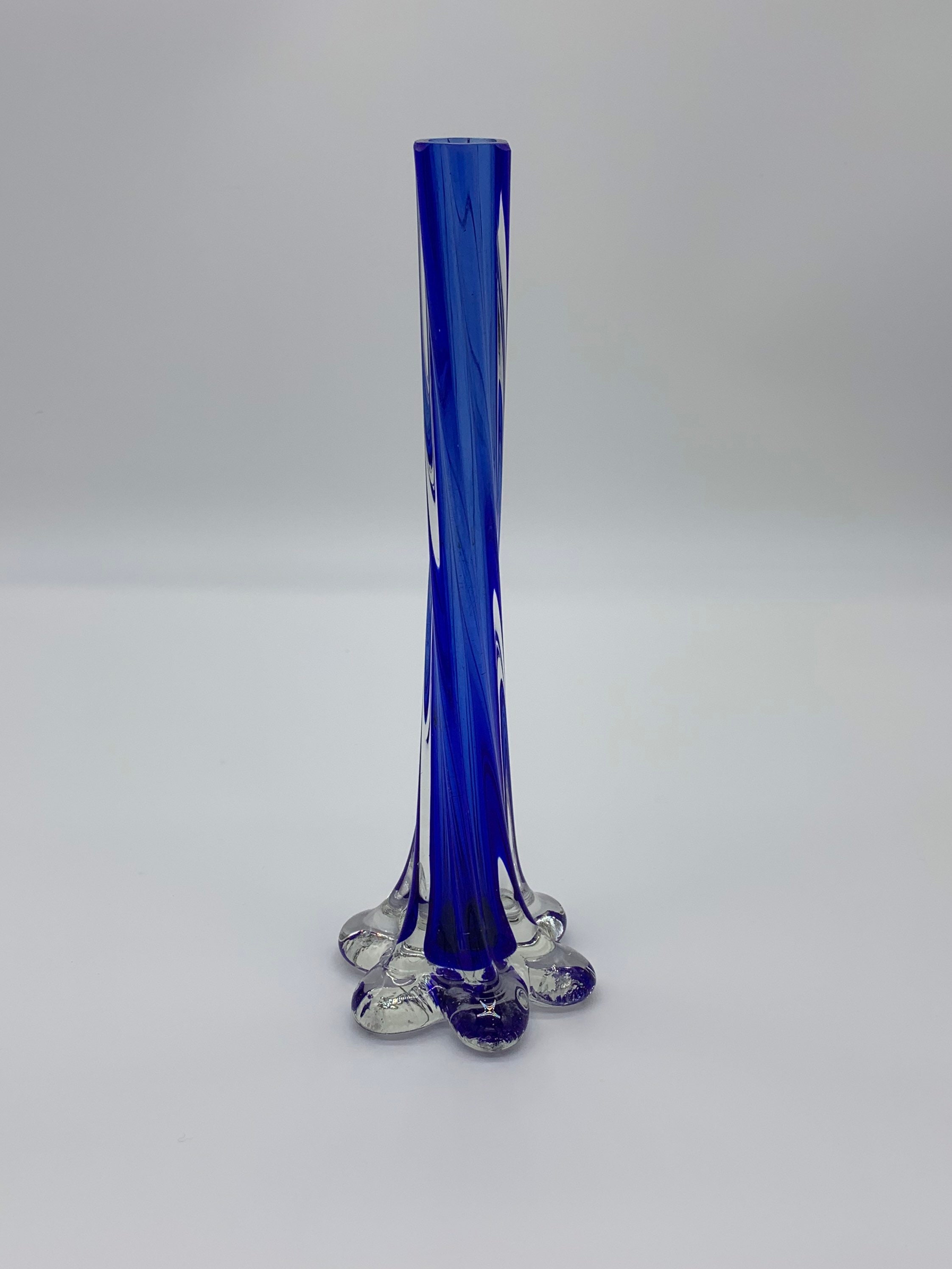 Vase Bleu Marguerite en Verre