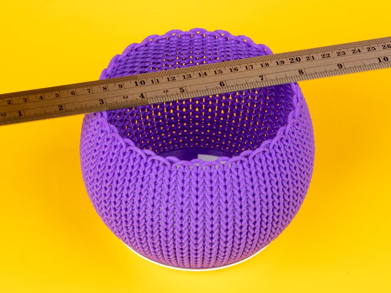 4.5 inch 3D Printed Knit Planter Container Purple