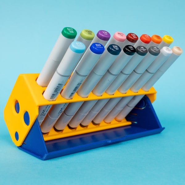 Marker Case/Stand for OLO, COPIC Sketch, Crayola Broad Line or similar • Portable Marker Holder Storage Container • 16 Marker Capacity