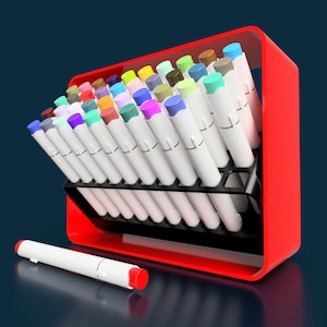 Marker Case for OHUHU Honolulu • Holds 40 Markers • Art Marker Display Stand, Holder, Organizer & Storage