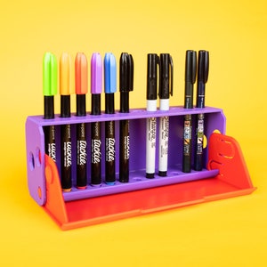 Marker Pen Case/Stand • Holds Tackie Fine-Point, Tombow Brush Pens, Sharpie Fine Point, FUDEBIYORI Brush Pens •  12 Slot Storage Display