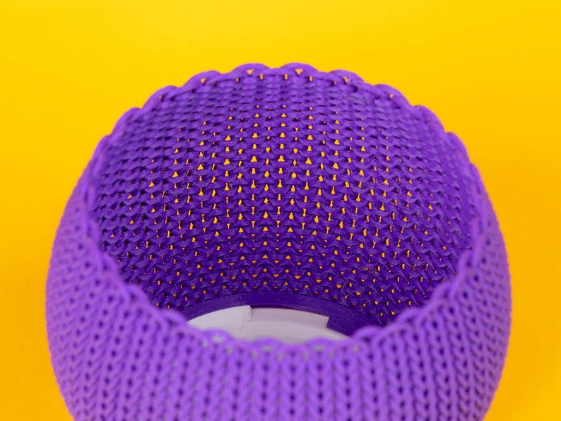 4.5 inch 3D Printed Knit Planter Container Purple