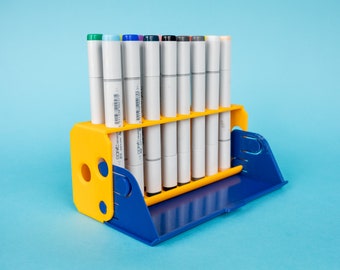 OLO、COPIC Sketchなどのためのパーソナライズされたマーカーケース/スタンド • マーカー収納ディスプレイコンテナ用のポータブルホルダー • 16本のマーカーを収納可能