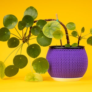 4.5 inch 3D Printed Knit Planter Container Purple