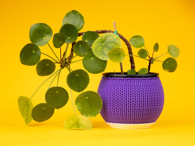 4.5 inch 3D Printed Knit Planter Container Purple