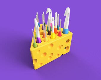 Cheesy Crochet Hook Holder - Furls Streamline 16 Slots - Swiss Cheese Design Crochet Stand