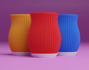 Decorative Knitted Vase • Knitting Needle Holder, Craft Container, Colorful Customizable Design