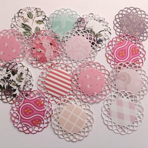 15 x Stanzteile Runde Deckchen, Scrapbooking Junk Journal Bullet Journal Kartenaufleger 4,5 cm