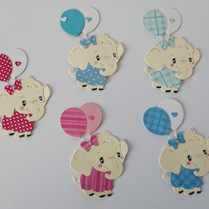 Kartenaufleger Topper/ Sticker süßer kleiner Elefant mit Luftballon