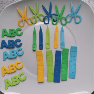 20 Stanzteile für Schultüte, Kartenschmuck Aufleger Scrapbooking, Tischdeko