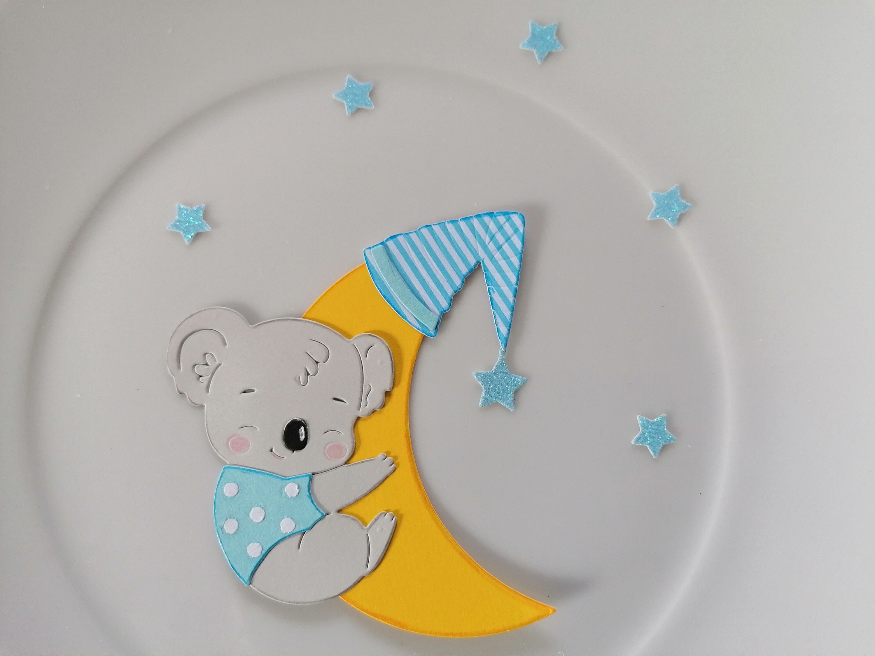 Kartenaufleger Topper/ Sticker Koala auf Mond Etsy