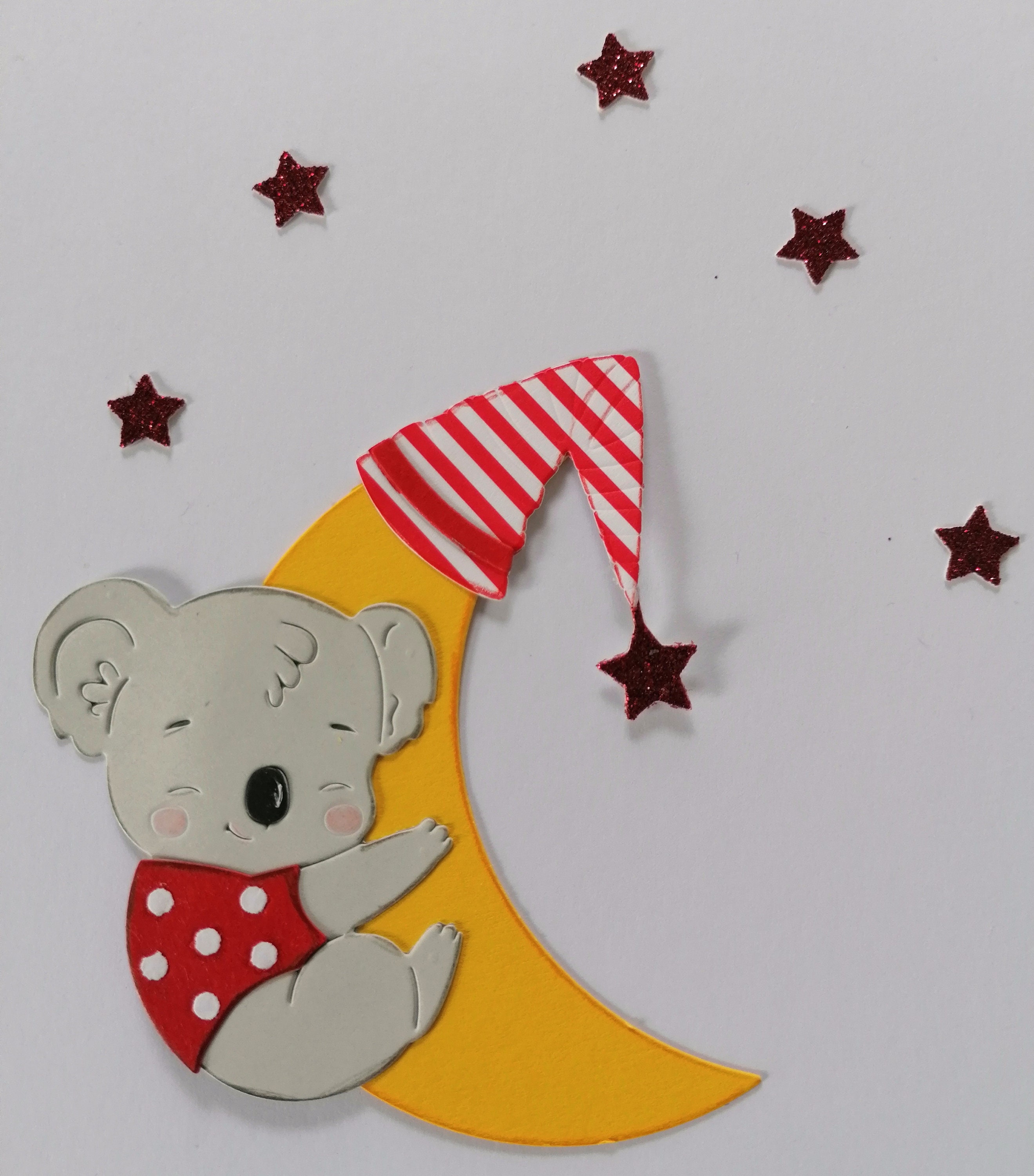 Kartenaufleger Topper/ Sticker Koala auf Mond Etsy